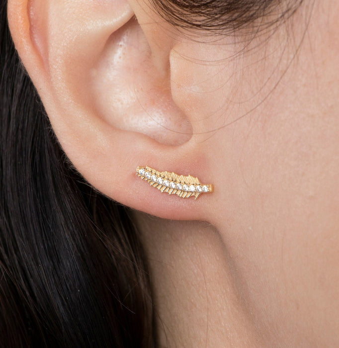 Elegant Feather Ear Climbers