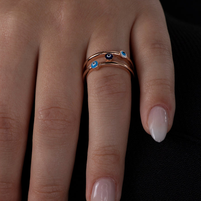 Dainty Gold Vermeil Evil Eye Ring