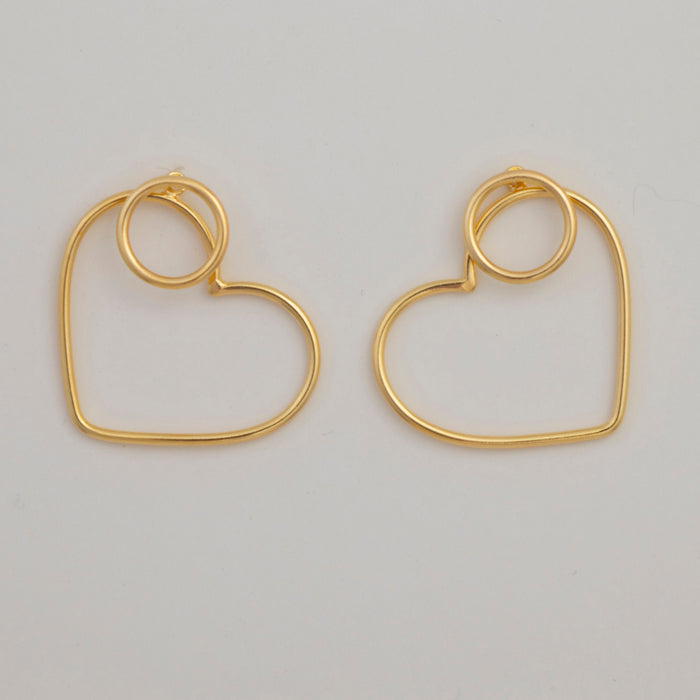 Gold Heart Huggie Hoop Earrings