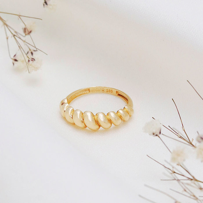 14k Solid Gold Croissant Dome Ring