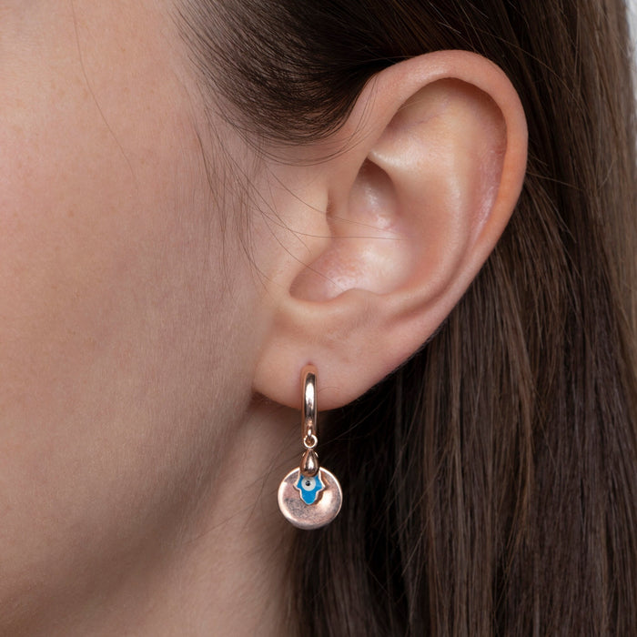Dainty Hamsa Evil Eye Hoop Earrings