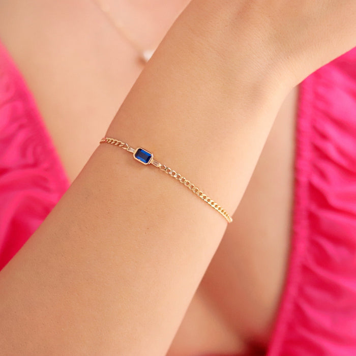 14k Solid Gold Sapphire Bracelet