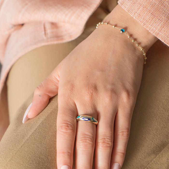 14k Solid Gold Evil Eye Ring