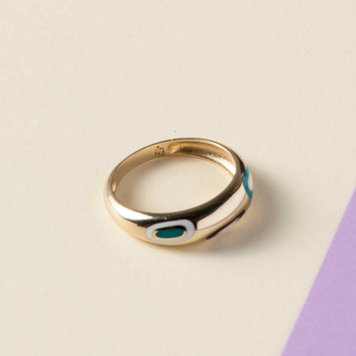 14k Solid Gold Evil Eye Ring