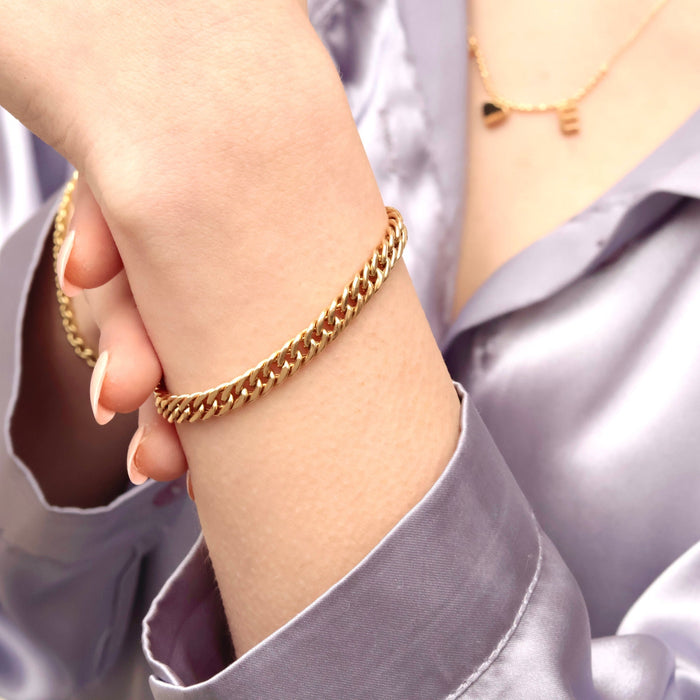 14K Solid Yellow Gold Cuban Link Bracelet