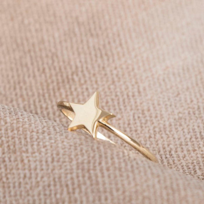 14K Solid Gold Star Ring