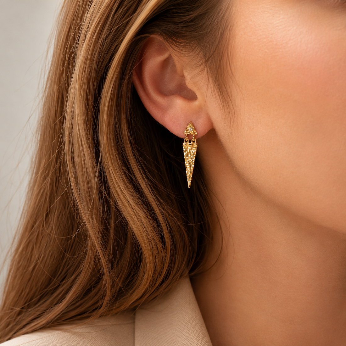 Gold Vermeil Textured Arrow Earrings