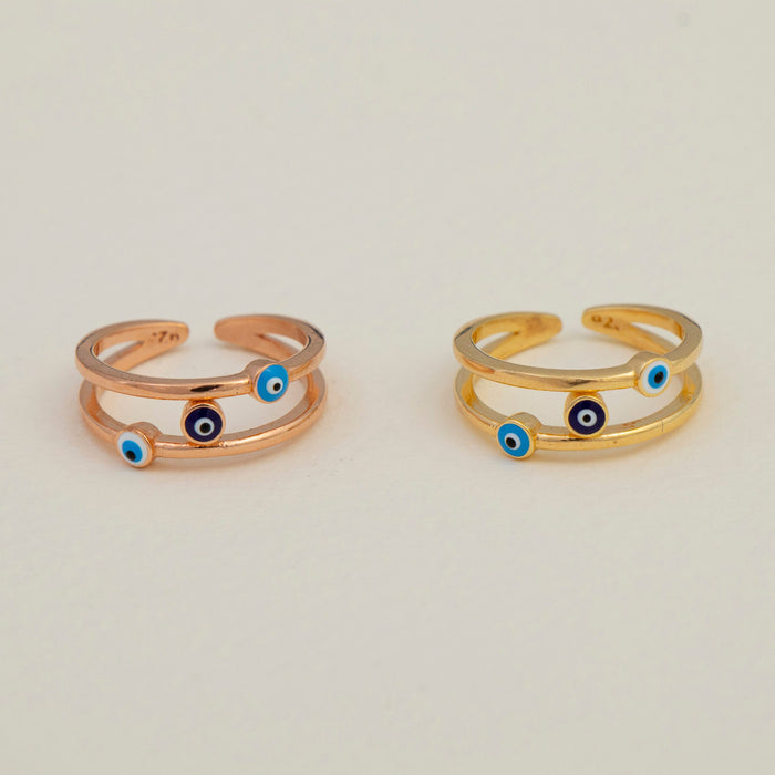 Dainty Gold Vermeil Evil Eye Ring