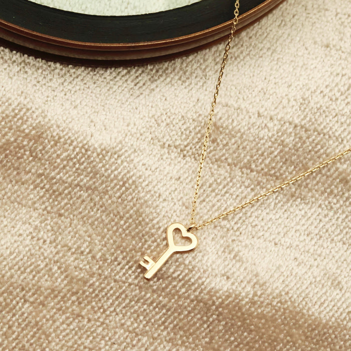 14K Gold Key Necklace