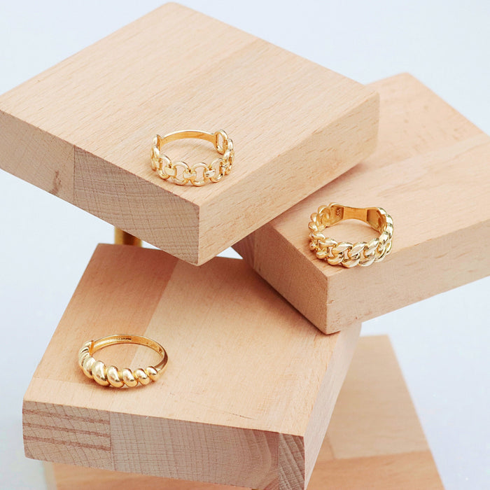 14k Solid Gold Croissant Dome Ring
