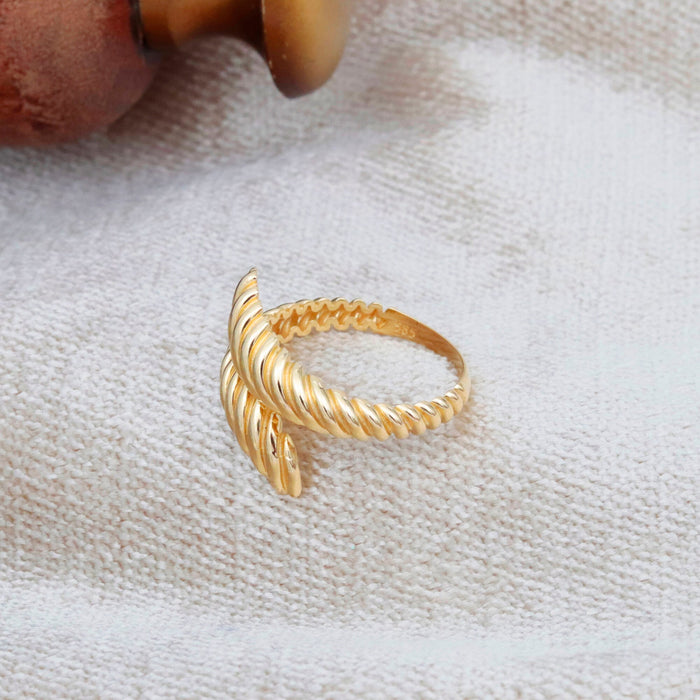 14k Solid Gold Croissant Dome Ring