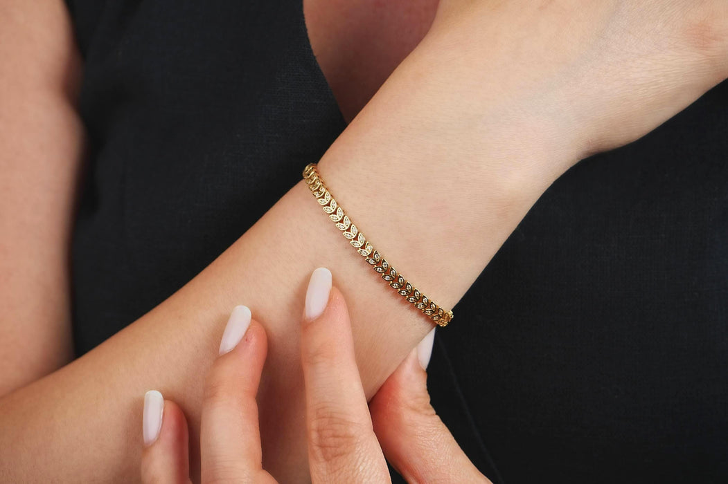 14K Solid Gold Chevron Bracelet