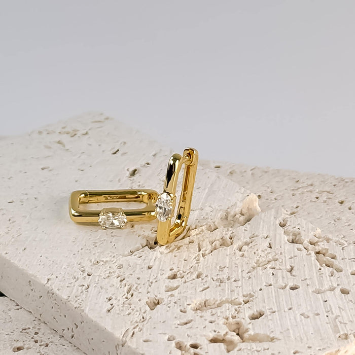 Gold Geometric Huggie Hoop Earrings