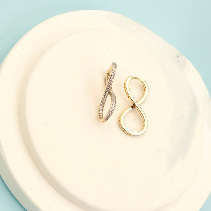 14K Solid Gold Infinity Hoop Earrings