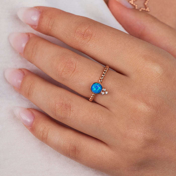 Elegant Blue Opal Gold Ring