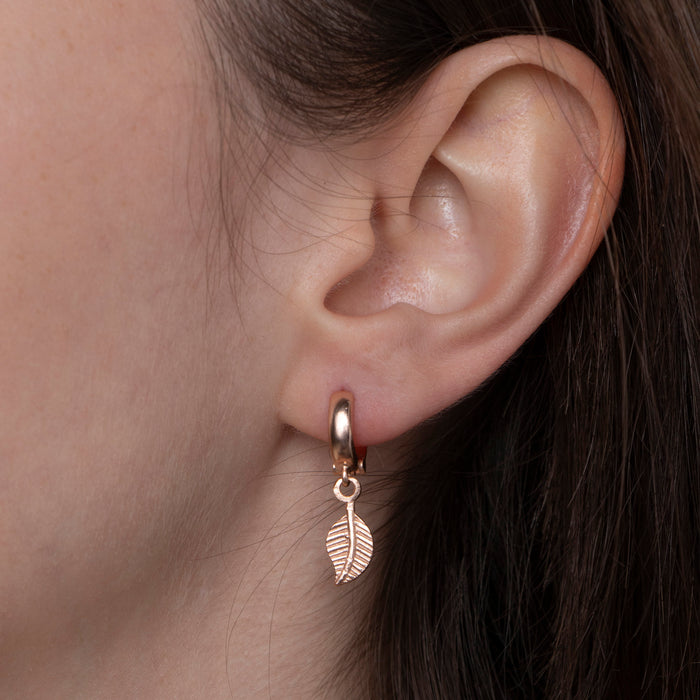 Gold Leaf Hoop Earrings