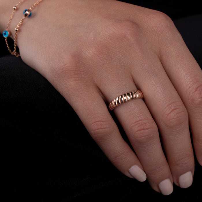 Gold Croissant Dome Ring