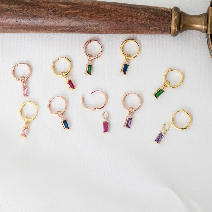 Personalized Birthstone Huggie Hoop Earrings