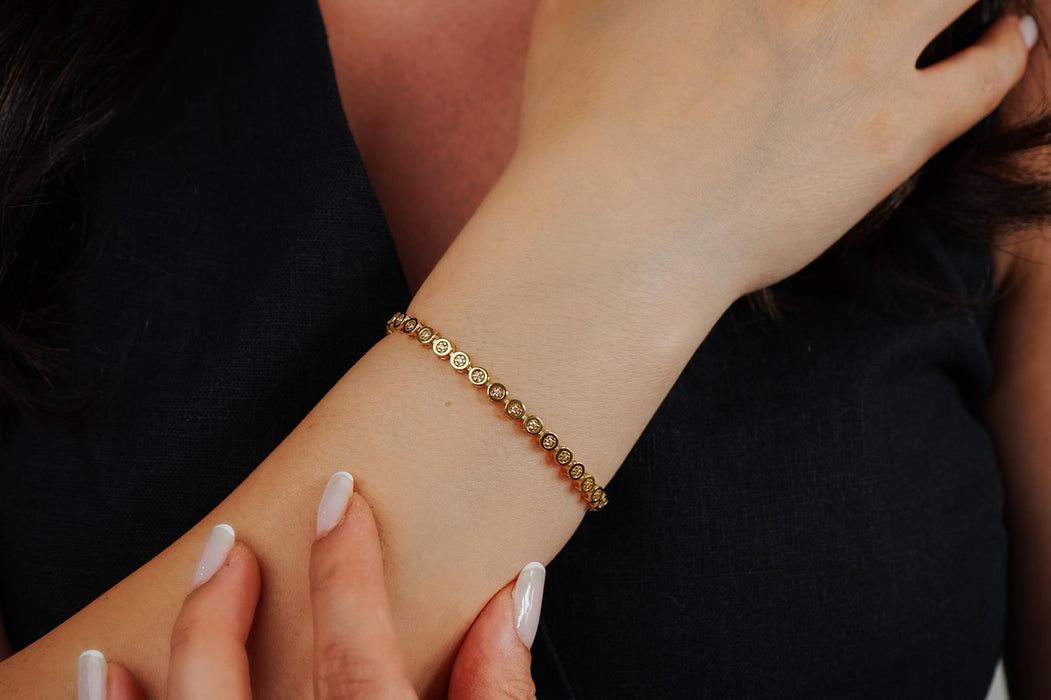 14K Gold Bezel Set CZ Bracelet