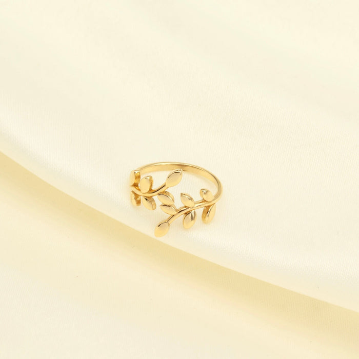 14K Solid Gold Leaf Ring