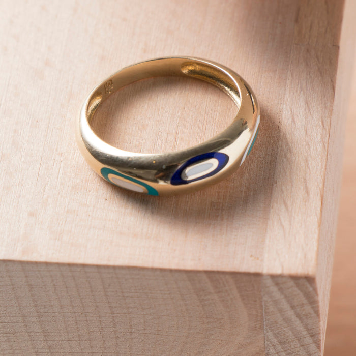14k Solid Gold Evil Eye Ring