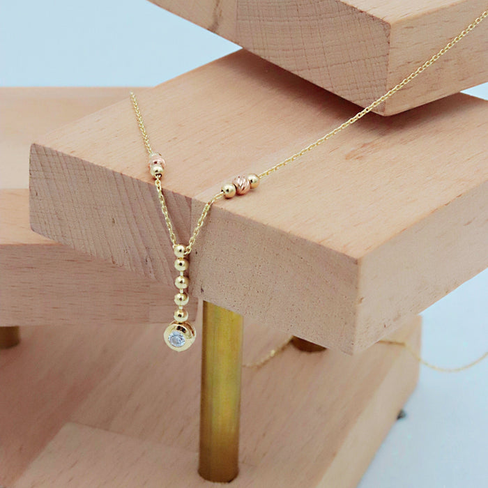 14K Solid Gold Lariat Necklace