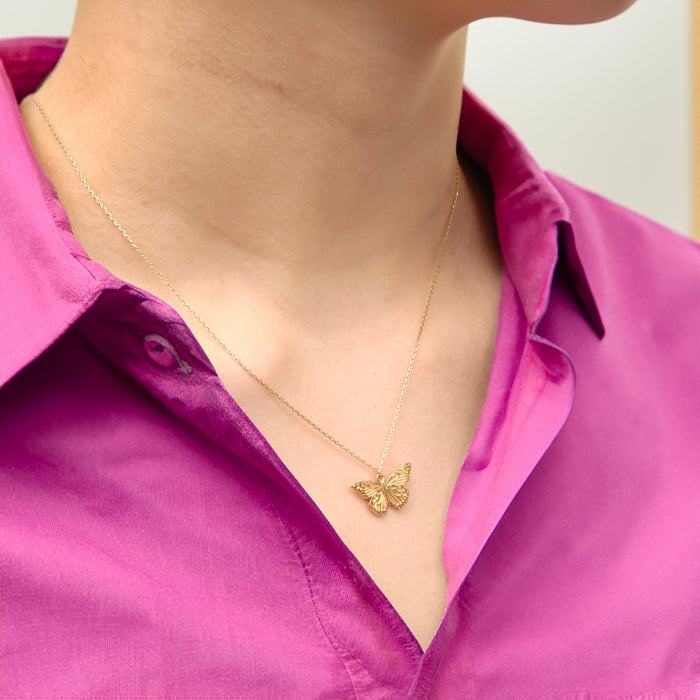 Delicate 14k Gold Butterfly Pendant Necklace
