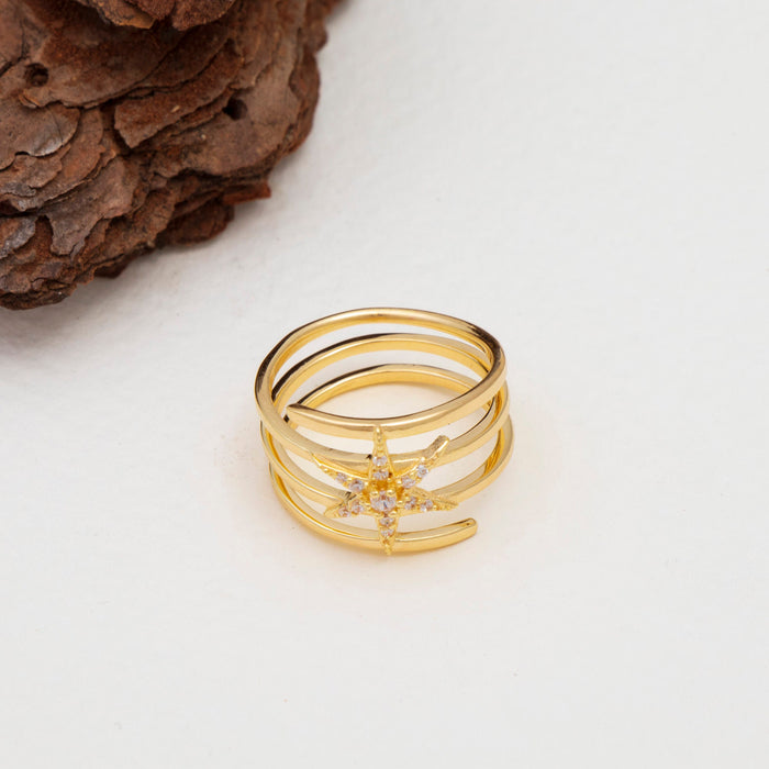 Gold North Star Ring