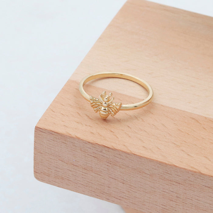 Delicate 14k Gold Honey Bee Ring