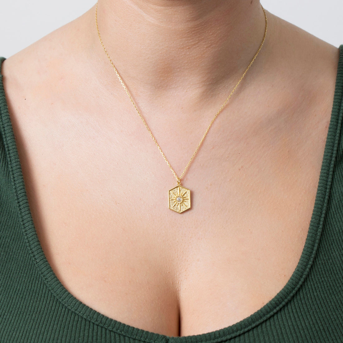 Radiant Gold Sun Medallion Necklace
