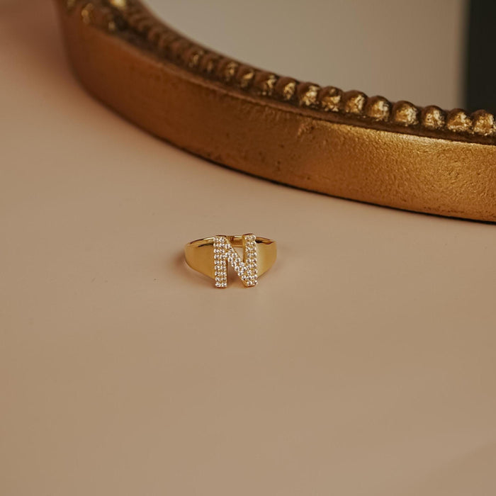 Personalized 14k Solid Gold Initial Ring