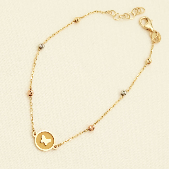 Delicate 14k Gold Butterfly Chain Bracelet