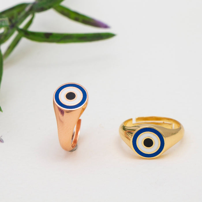 Adjustable Evil Eye Signet Ring