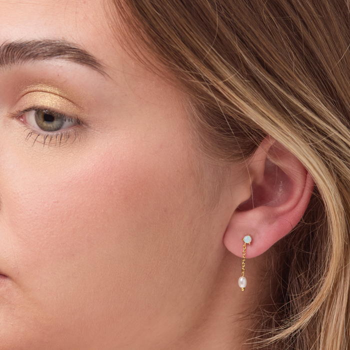 Blue Opal Pearl Drop Earrings