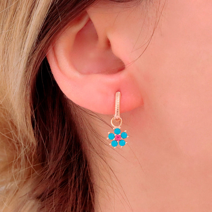 Vibrant Floral Gemstone Hoop Earrings
