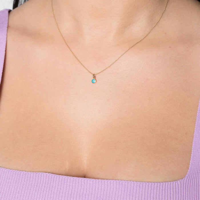 14k Solid Gold Minimalist Evil Eye Protection Charm