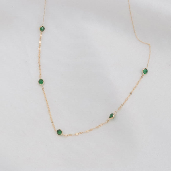 Dainty 14k Gold Emerald Choker