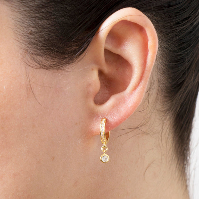 Dainty CZ Huggie Hoop Earrings