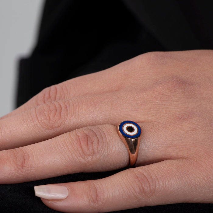 Adjustable Evil Eye Signet Ring
