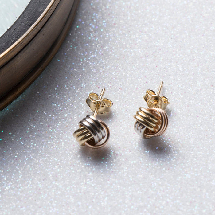 14k Solid Gold Love Knot Stud Earrings