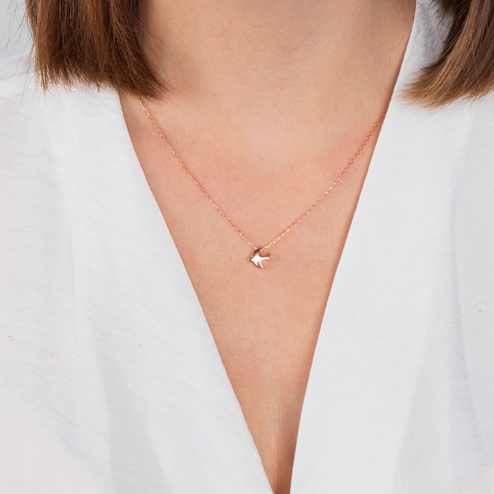 Gold Tiny Bird Pendant Necklace