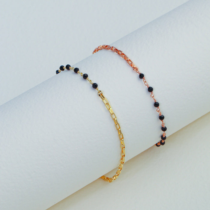 Dainty 14k Gold Onyx Chain Bracelet