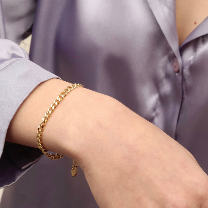 14k Solid Gold Cuban Chain Bracelet