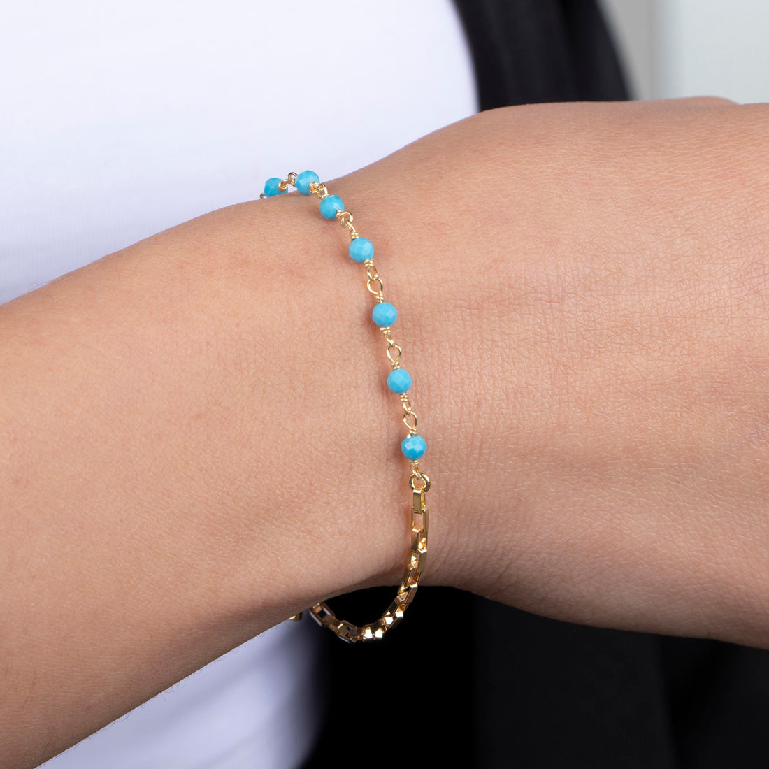 Gold Beaded Turquoise Bracelet