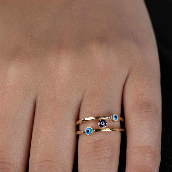 Dainty Gold Vermeil Evil Eye Ring