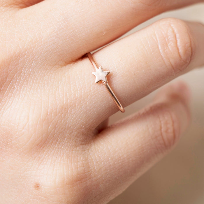 Dainty 14k Gold Star Ring