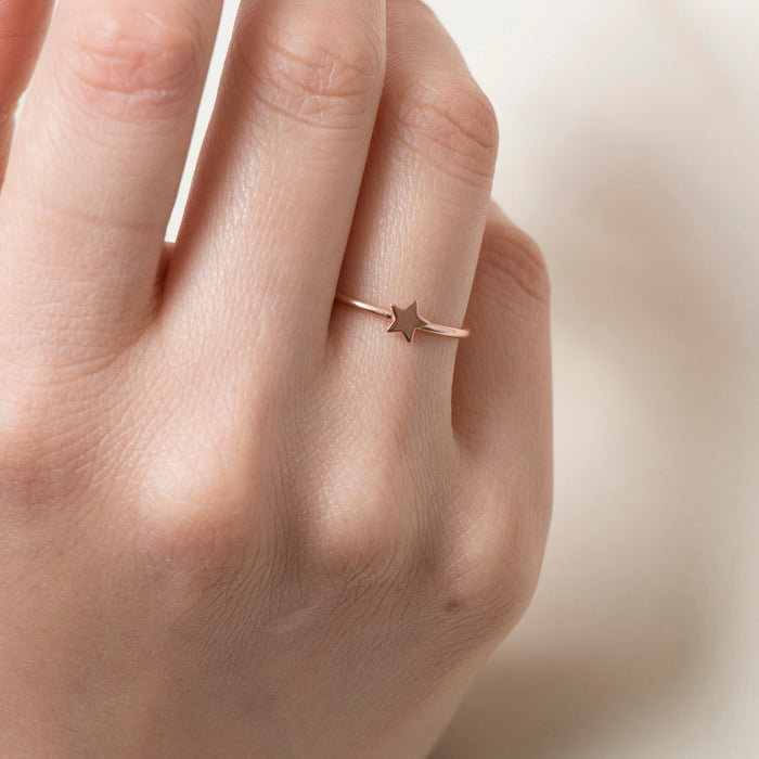 Dainty 14k Gold Star Ring
