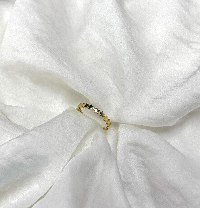 14k Solid Gold Celestial Star Band Ring