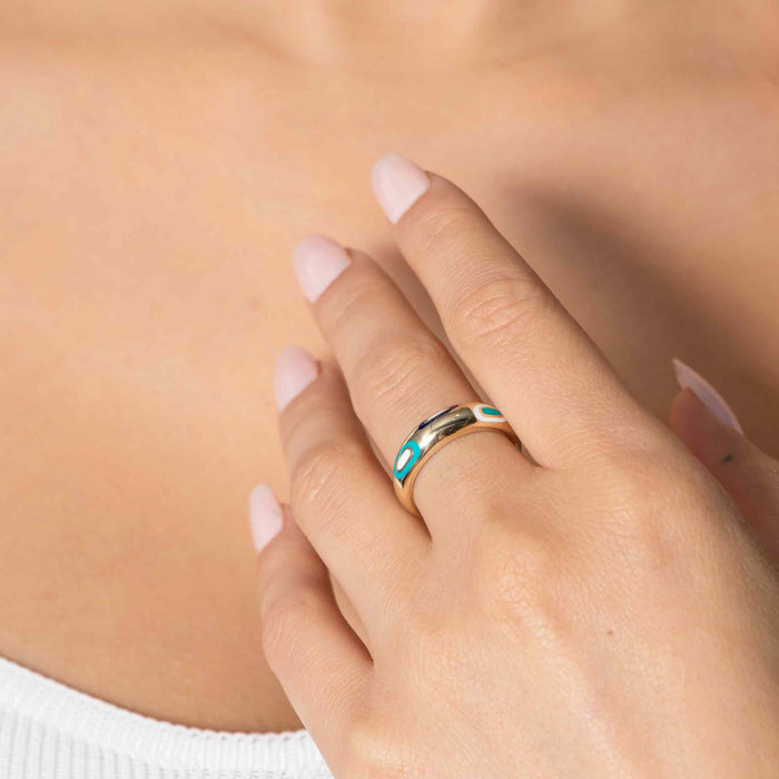 14k Solid Gold Evil Eye Ring