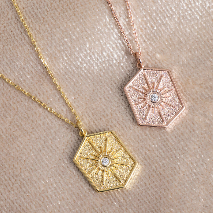 Radiant Gold Sun Medallion Necklace